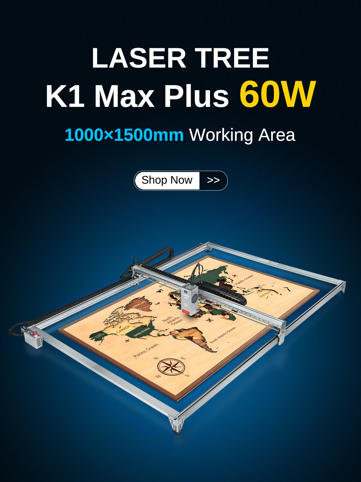 LaserTree laser engraving machine for wood and metal with high precision cutting